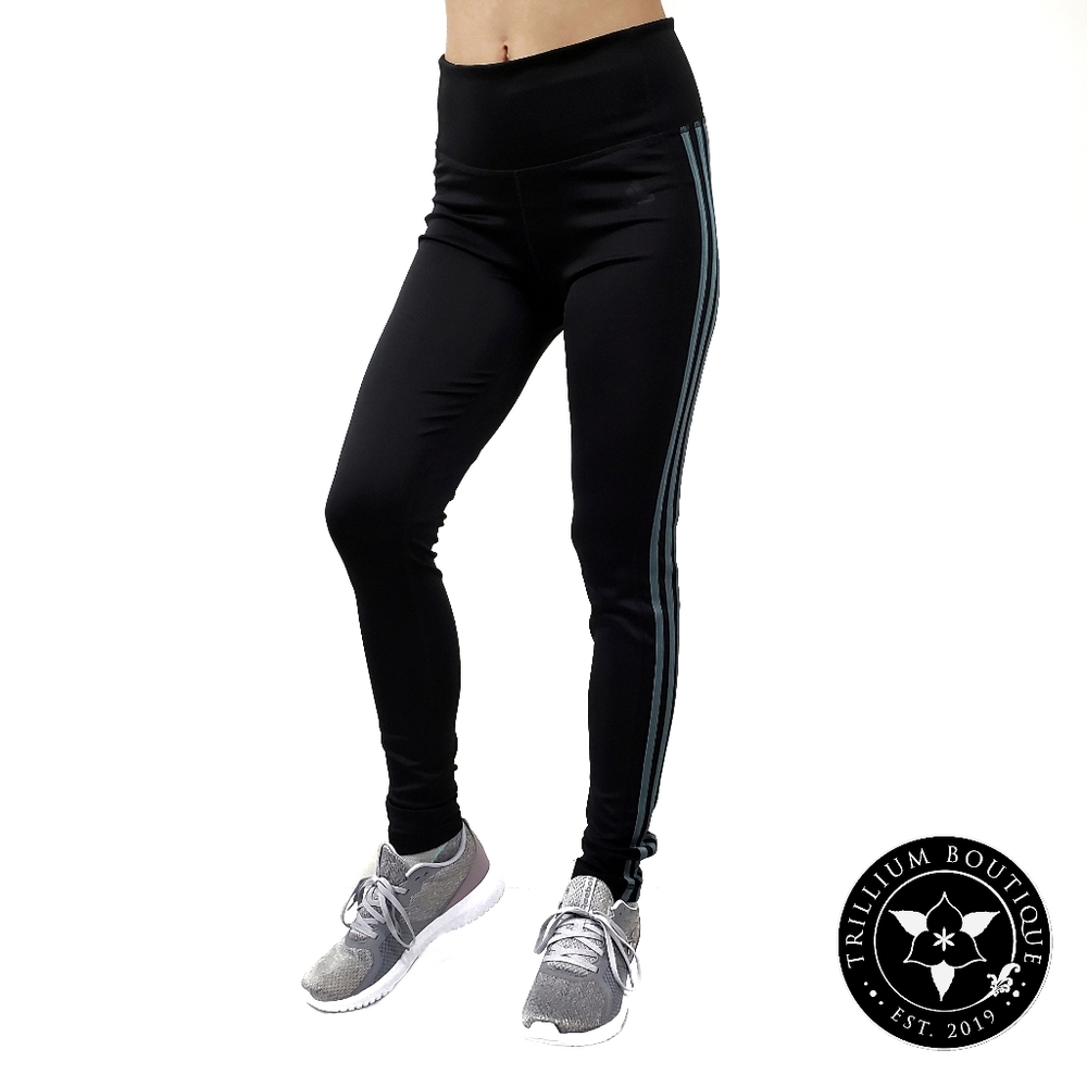 Adidas Climalite Women's 3 Stripe Tights Mid Rise - Picture 4 of 7